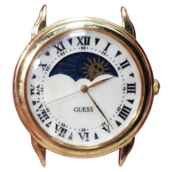 1994 Guess Vintage Watch W/ Pearl Face & Moonphase New Battery 36mm - Picture 1 of 9